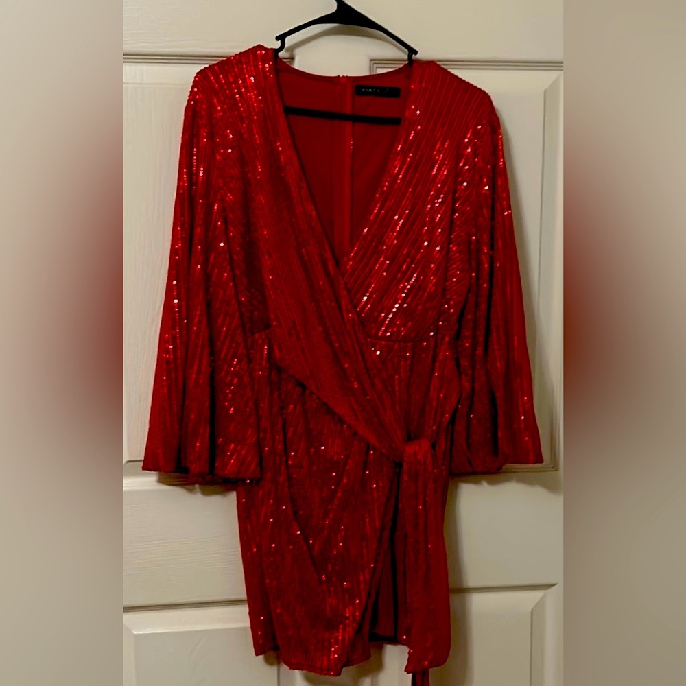 SHEIN Sequined Wrap Party Dress